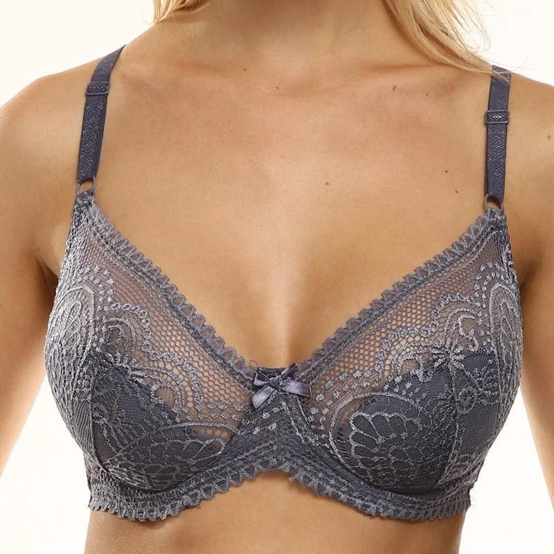 Gris Soutien-gorge classique en dentelle