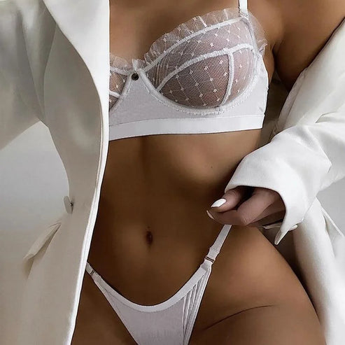 Lingerie Transparente - Sous-vêtements Sexy - Blanc / s