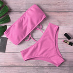 Maillot de bain deux pièces bandeau bikini - rose / s