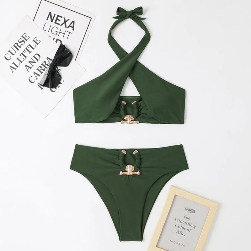  Maillot de bain deux pièces bikini avec éléments décoratifs