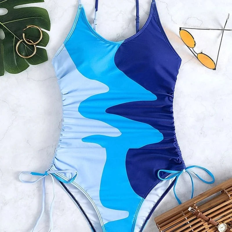  Maillot de bain une pièce avec liens sur les côtés