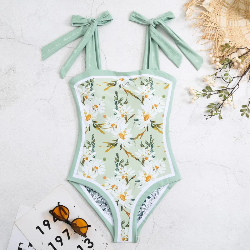  Maillot de bain une pièce fleuri réversible