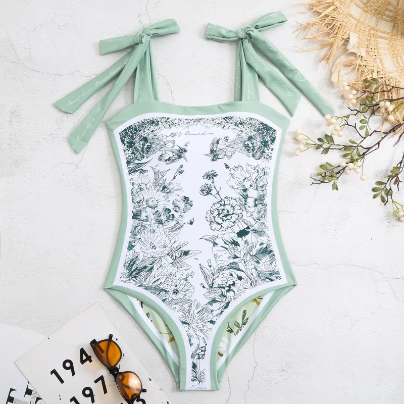  Maillot de bain une pièce fleuri réversible