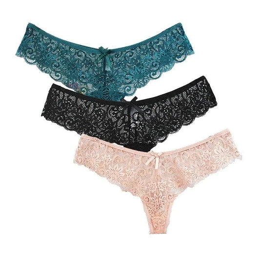 Multicolore String Sexy en Dentelle - Pack de 3