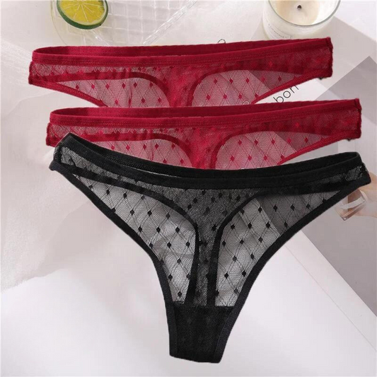 Multicolore String Transparent pour Femme - pack de 3