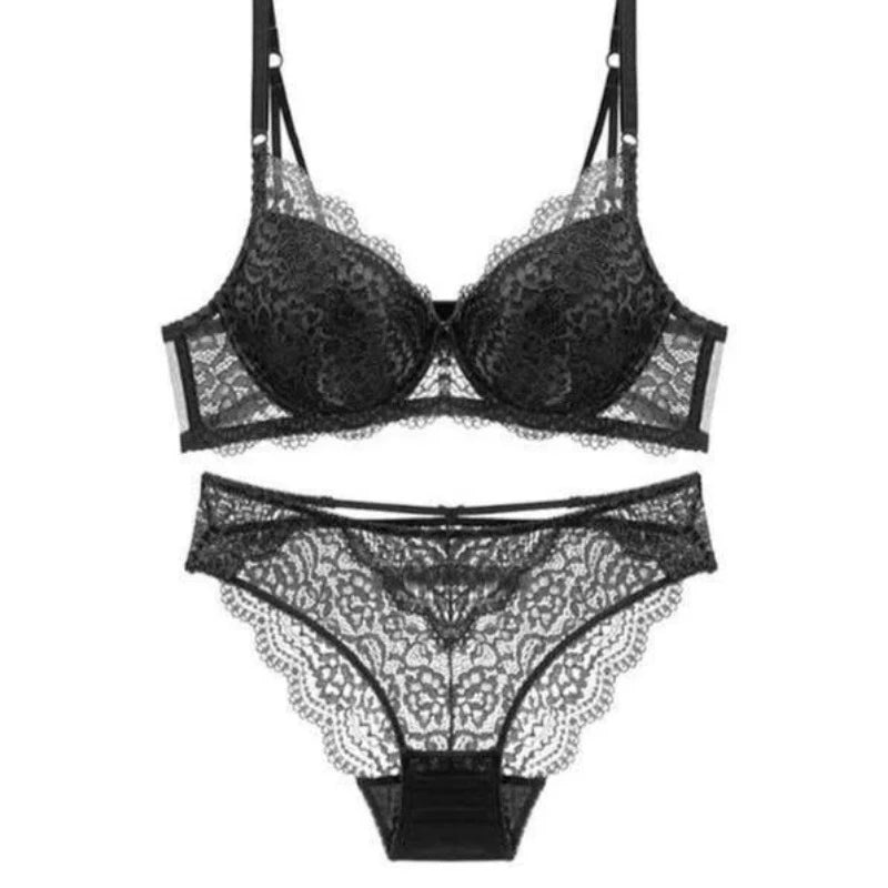 Noir Lingerie Sexy En Dentelle Douce - Ensemble 2 Pièces