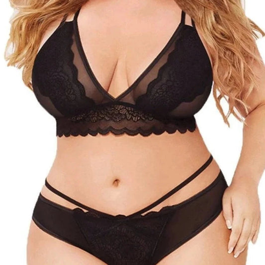 Noir Lingerie Sexy en Dentelle - Grande Taille