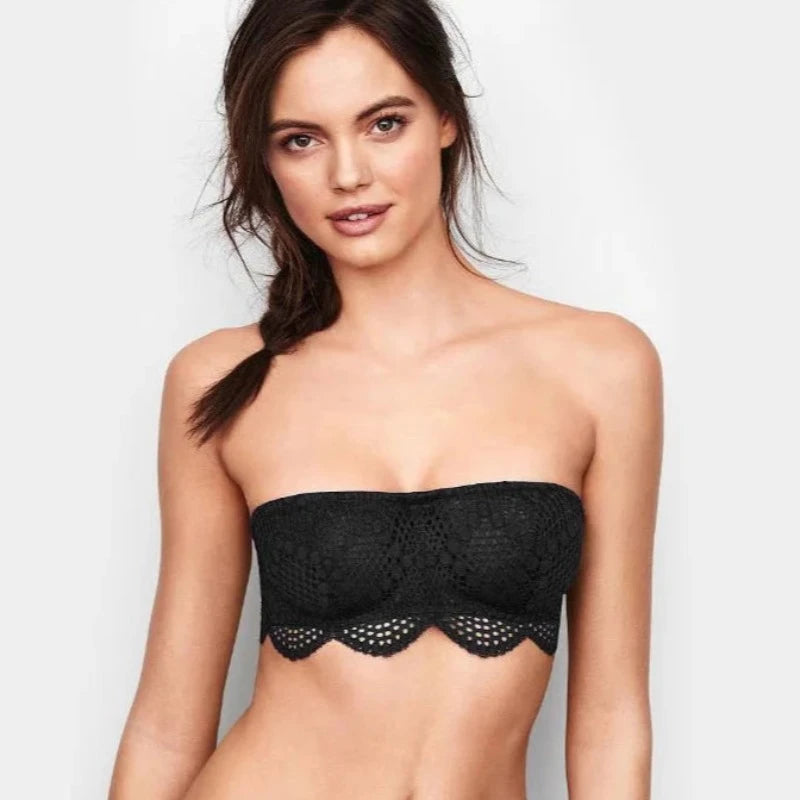 Noir Soutien-gorge bandeau en dentelle