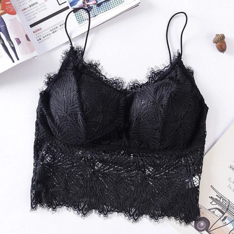 Noir Soutien-gorge en dentelle en forme de top