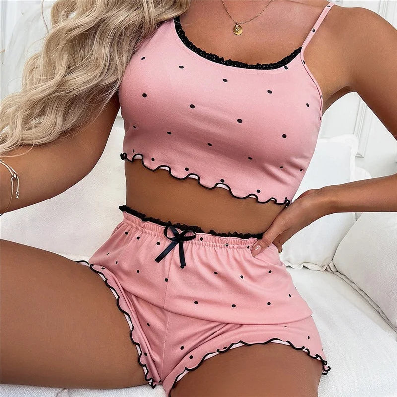  Pyjama femme deux pièces à pois