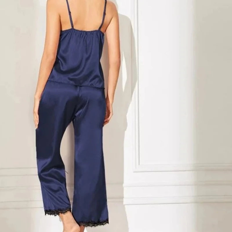  Pyjama Long en Satin Pour Femme