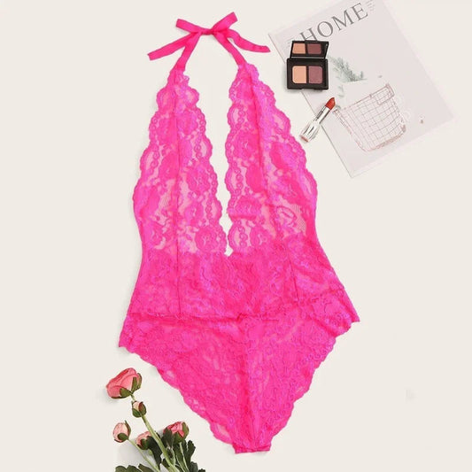 Rose Body Sensuel en Dentelle - Couleur Flashy