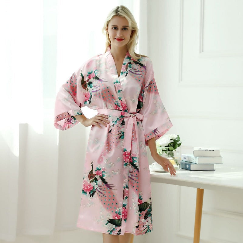 Rose Kimono Femme - Déshabillé pour la Mariée