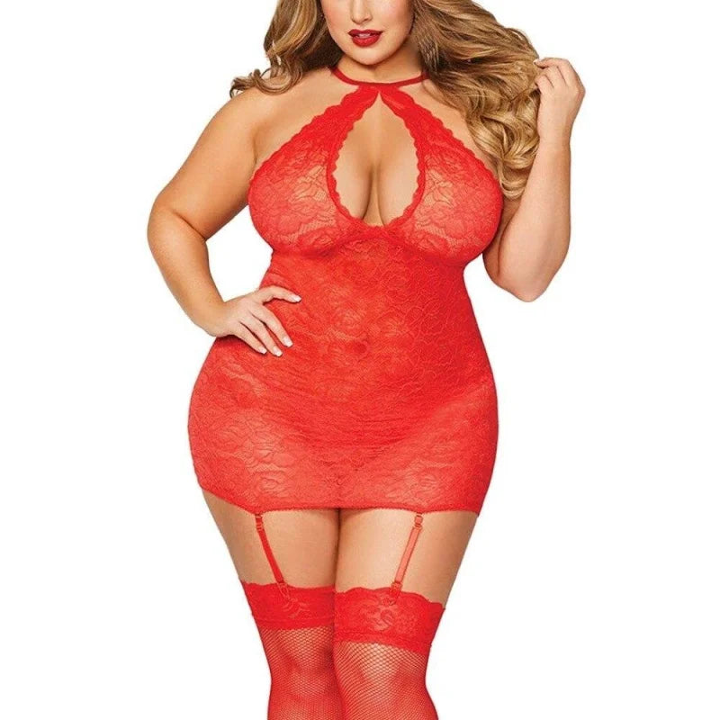 Rouge Nuisette en Dentelle - Moulante & Grande Taille