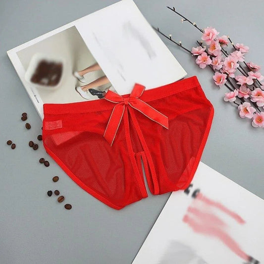 Rouge Slip pour Femme - Dentelle avec Fente