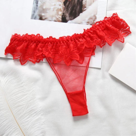 Rouge String en Dentelle - Franges décoratives