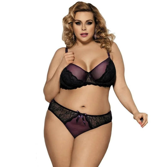 Violet Lingerie Sensuelle en Dentelle - Grande Taille