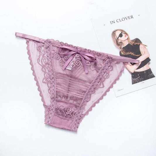 Violet Slip Femme en Dentelle avec Nœud